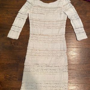 White Lace Body Con midi dress